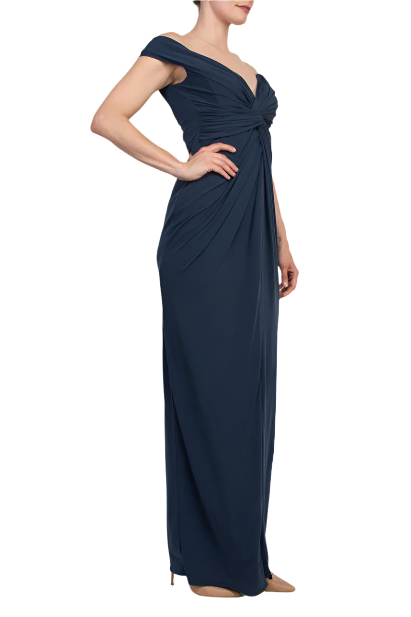 Katie May Off-The-Shoulder Front Knot Accent Hazel Gown Dress-2