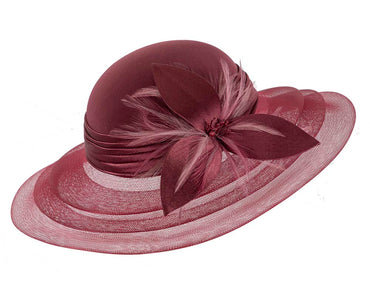 Burgundy wine custom made mother of the bride hat