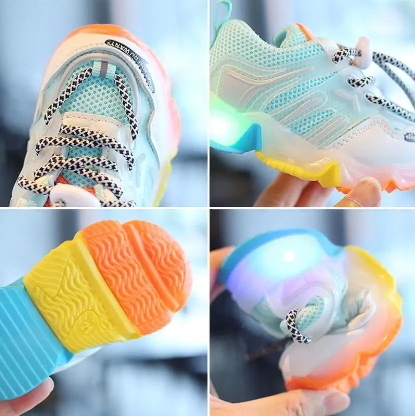 Breathable Fluo Sneakers with LED for Children Multivariant-3