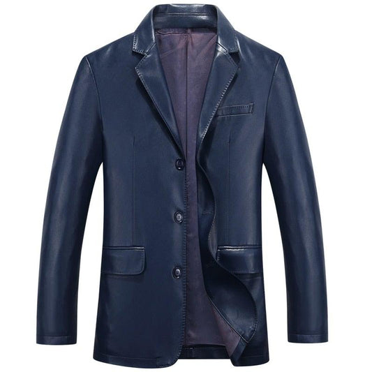 Balkan Mens 3 Button Leather Blazer-0