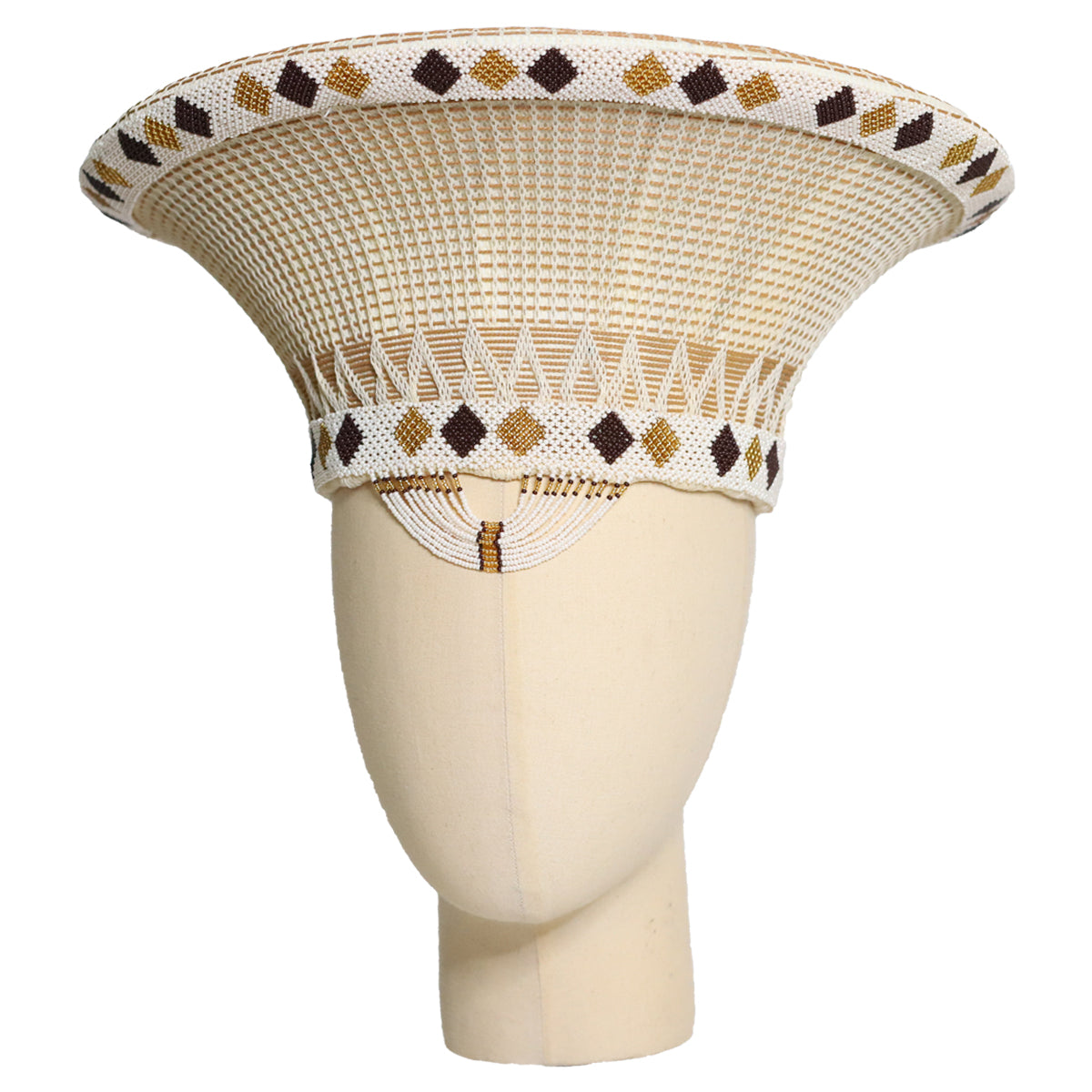 Zulu Wide Basket Hat with Beading | Handmade in South Africa-0