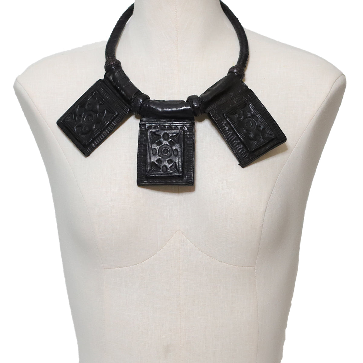 Gri Gri Protection Necklace | Black Leather-0
