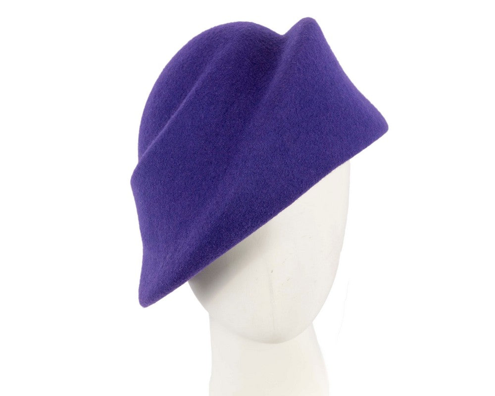 Unique purple ladies winter felt fashion hat-0