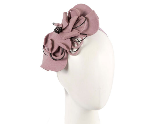 Dusty pink felt flower racing fascinator-0