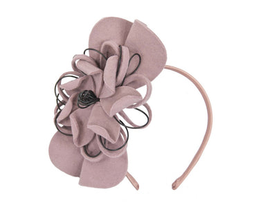 Dusty pink felt flower racing fascinator-1