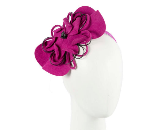 Fuchsia felt flower racing fascinator-0