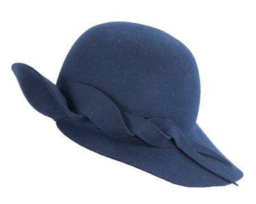 Exclusive wide brim navy felt hat by Max Alexander-1