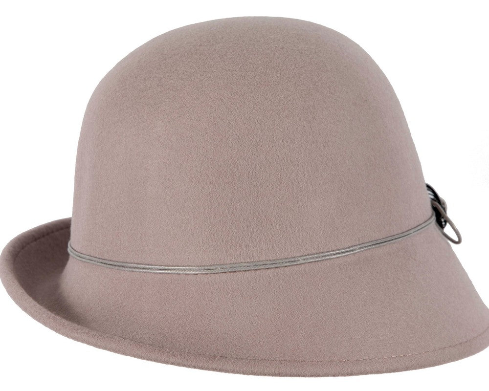 Grey felt cloche hat by Max Alexander