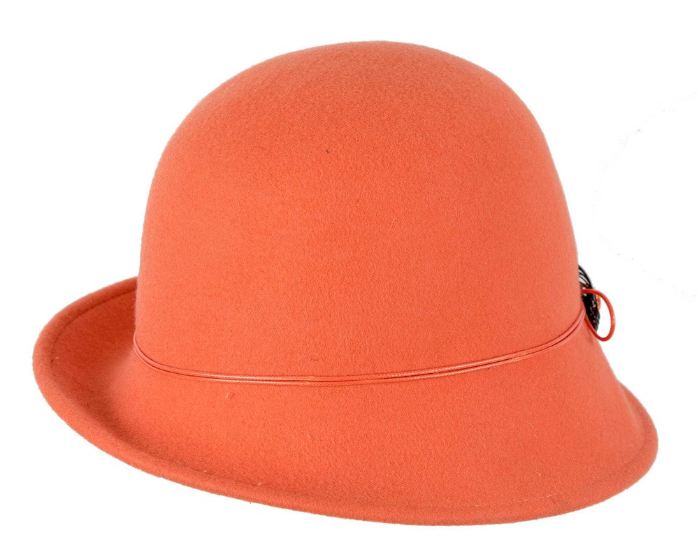 Orange felt cloche hat by Max Alexander-5