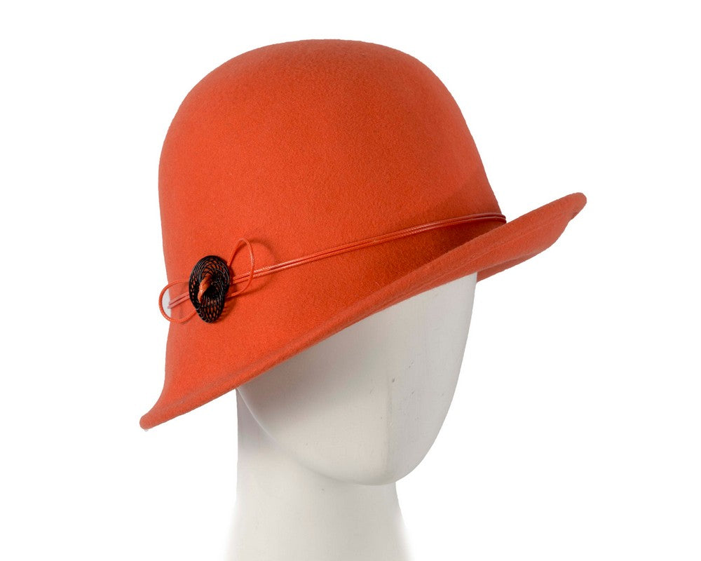 Orange felt cloche hat by Max Alexander-0