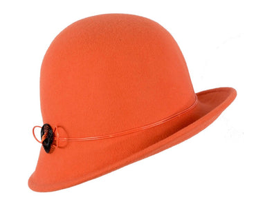 Orange felt cloche hat by Max Alexander-1