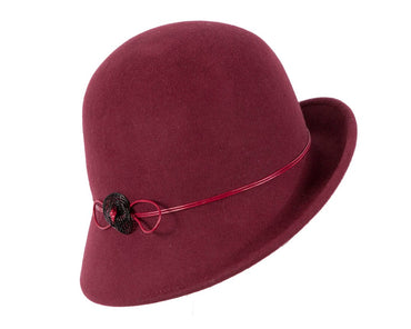 Burgundy wine felt cloche hat by Max Alexander-1