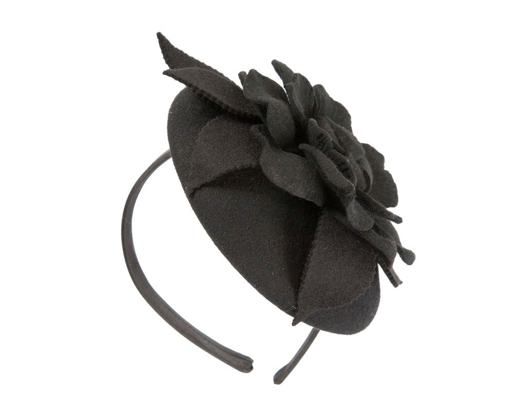 Black winter pillbox fascinator by Max Alexander