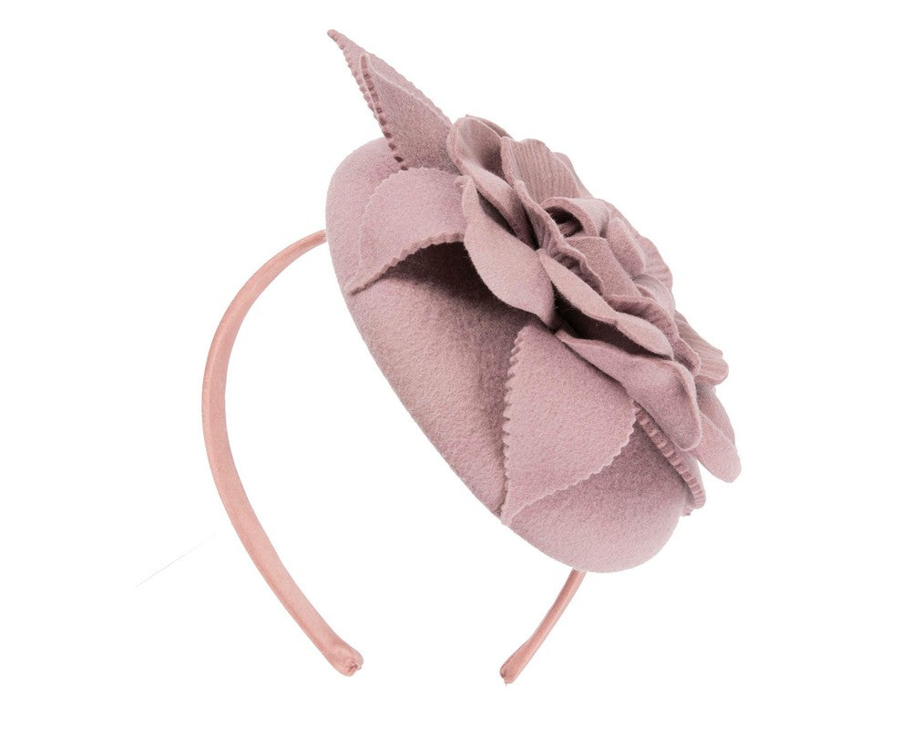Dusty pink winter pillbox fascinator by Max Alexander-3