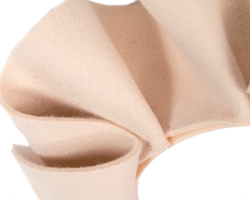 Nude felt winter racing fascinator by Max Alexander