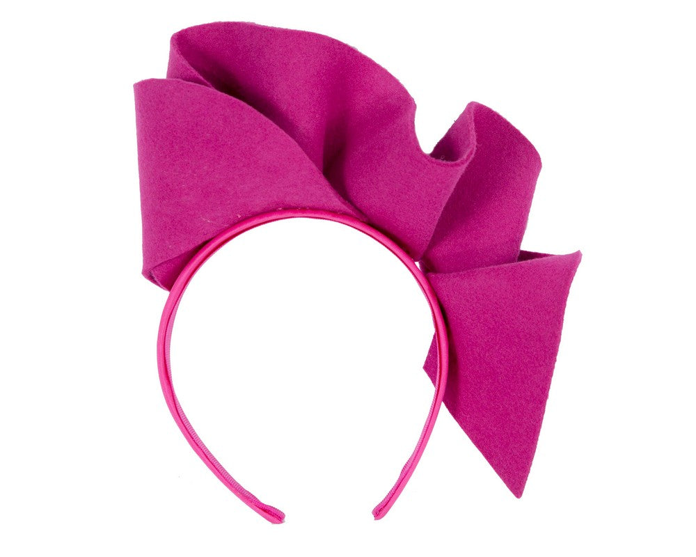 Fuchsia felt winter racing fascinator by Max Alexander