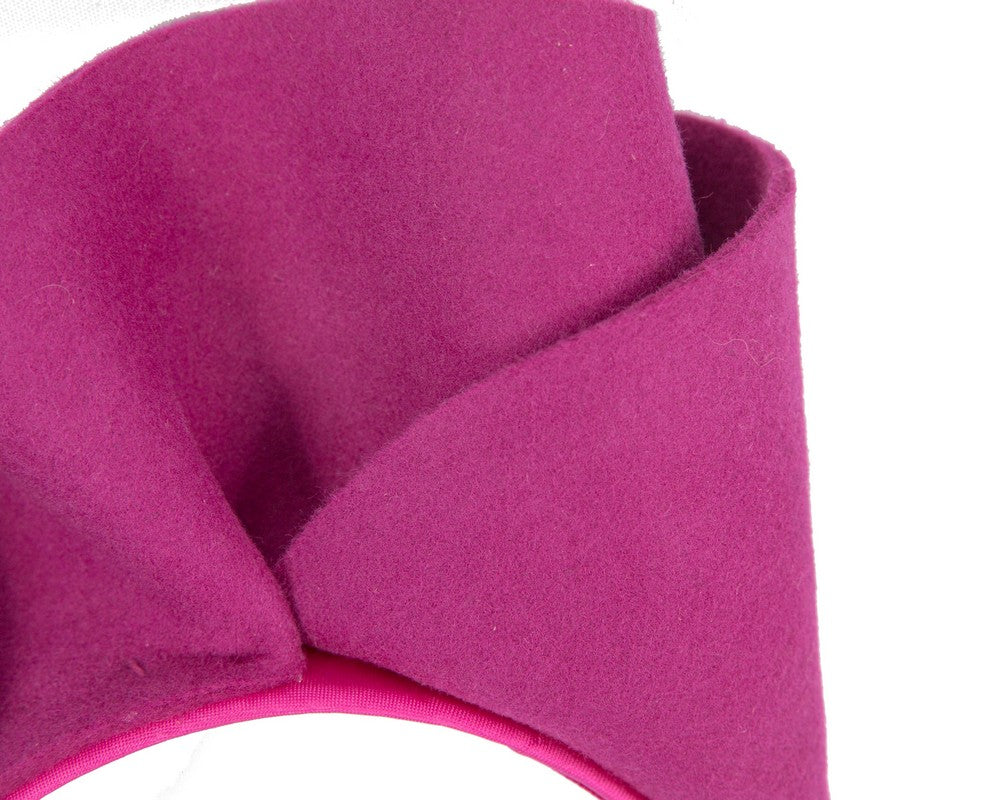 Fuchsia felt winter racing fascinator by Max Alexander