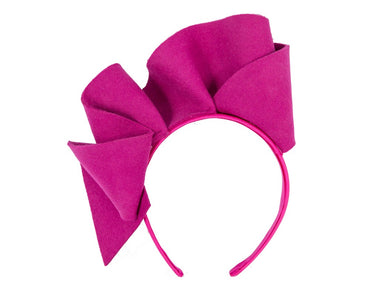 Fuchsia felt winter racing fascinator by Max Alexander