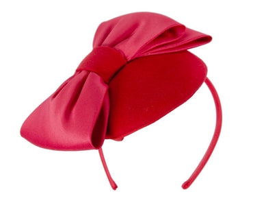 Red winter pillbox fascinator with bow-1