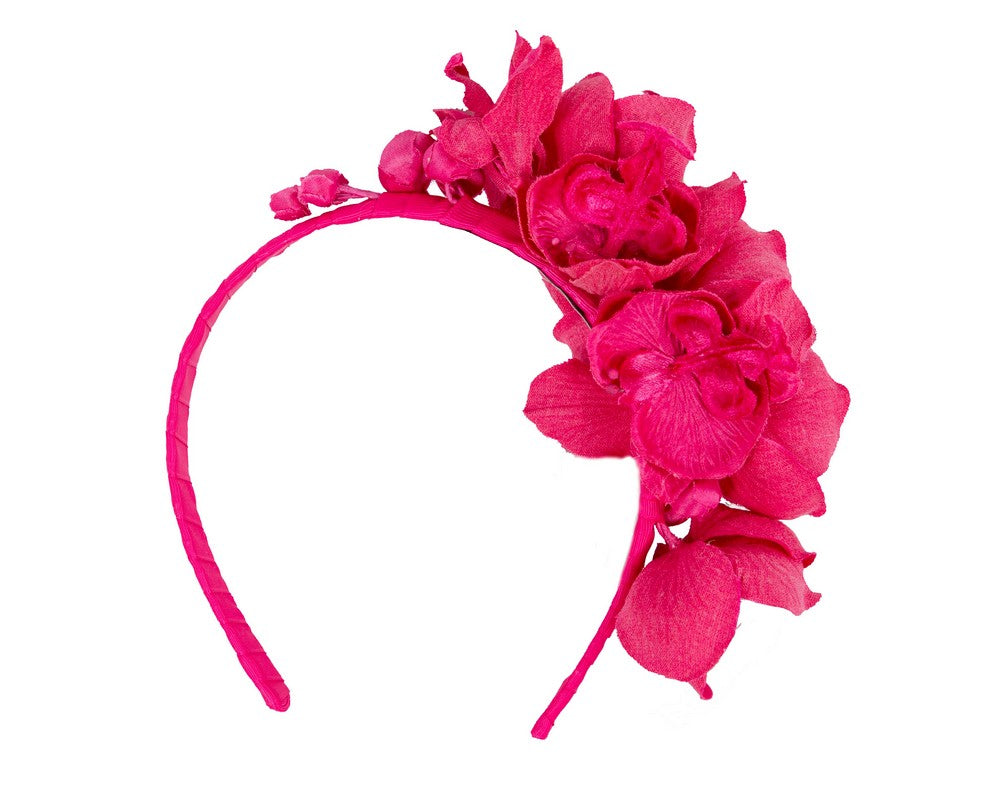 Fuchsia orchid flower headband fascinator-3