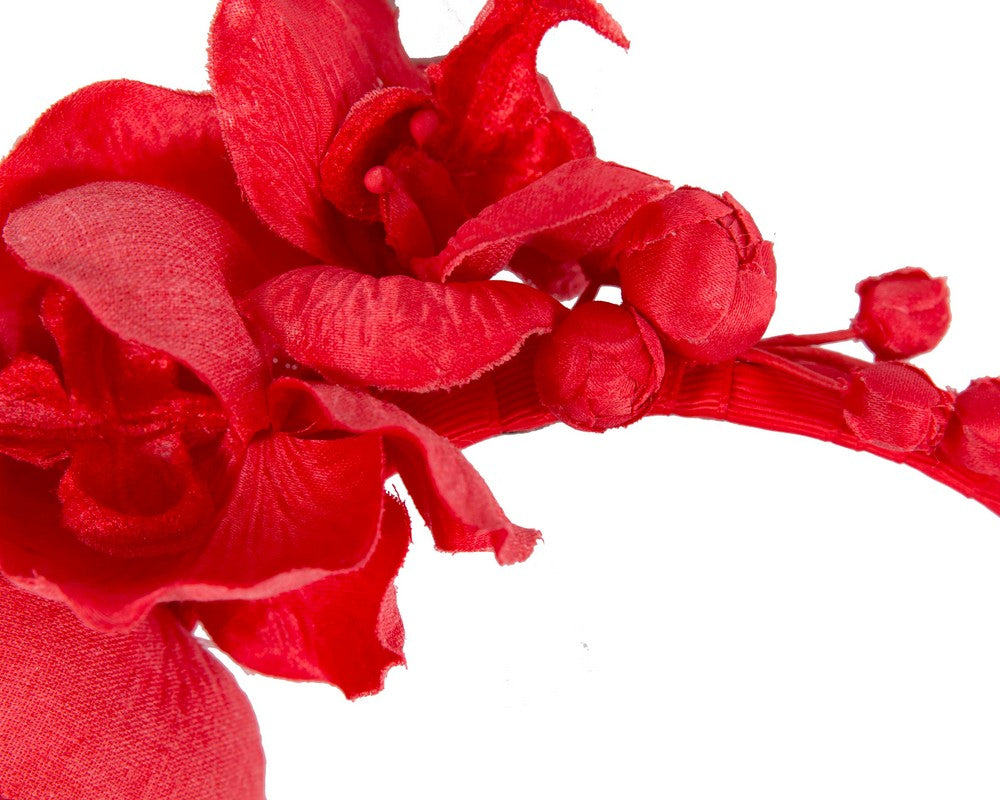 Red orchid flower headband fascinator