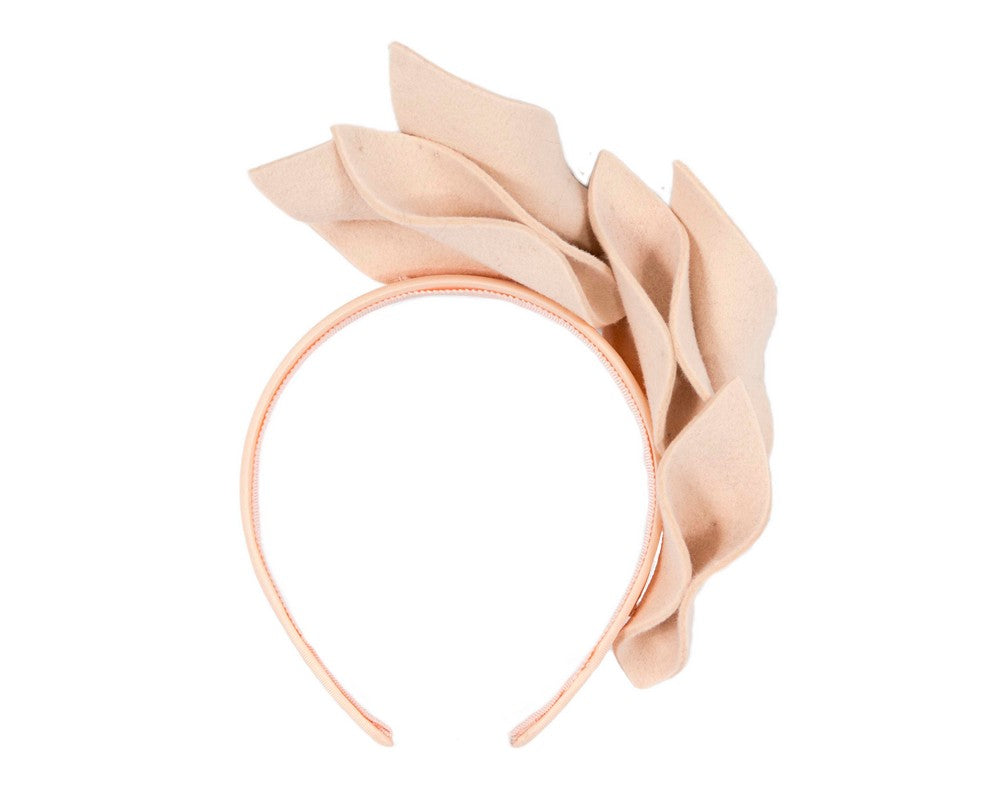 Nude felt flowers winter racing fascinator by Max Alexander