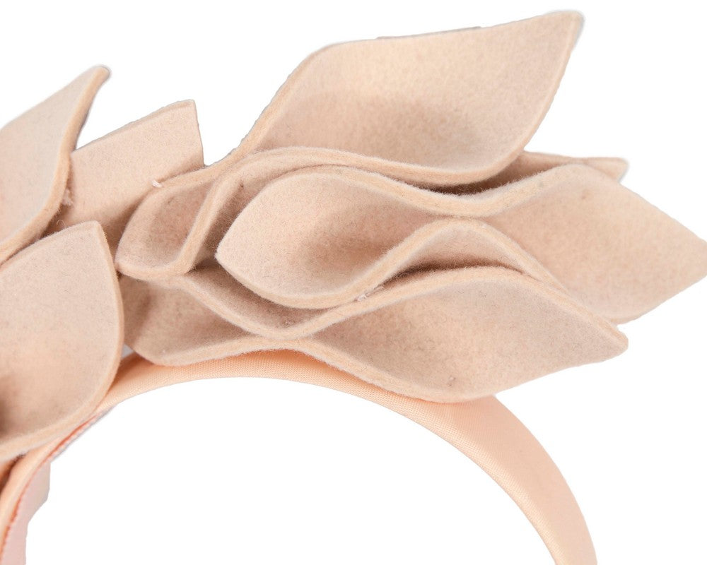 Nude felt flowers winter racing fascinator by Max Alexander