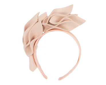 Nude felt flowers winter racing fascinator by Max Alexander