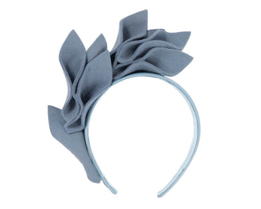 Light blue felt flowers winter racing fascinator by Max Alexander