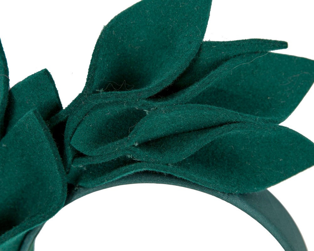 Green felt flowers winter racing fascinator by Max Alexander