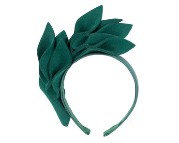 Green felt flowers winter racing fascinator by Max Alexander