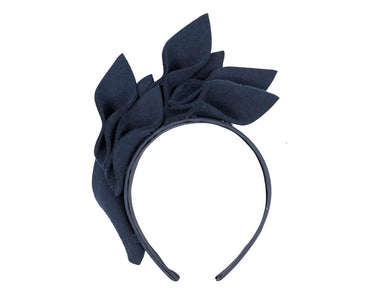 Navy felt flowers winter racing fascinator by Max Alexander