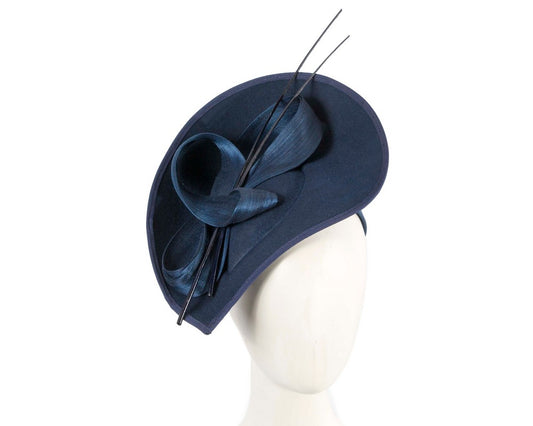 Large navy winter fascinator by Max Alexander-0