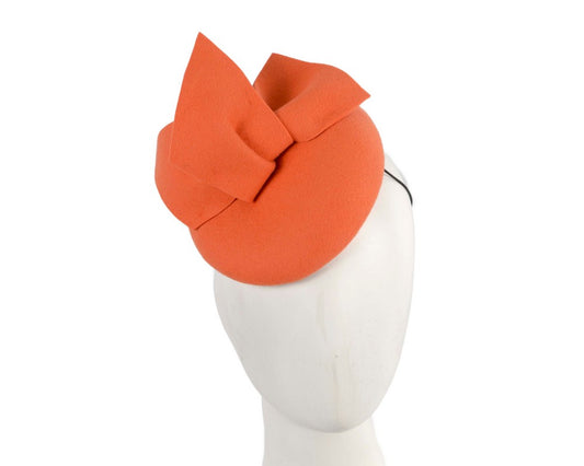 Orange felt winter racing pillbox fascinator-0