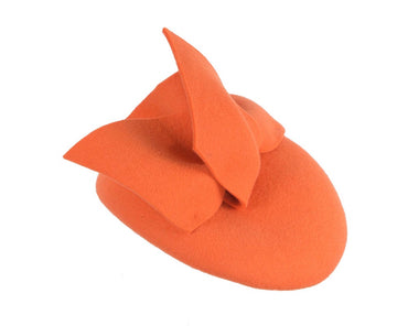 Orange felt winter racing pillbox fascinator-1