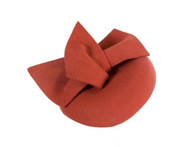 Rust orange felt winter racing pillbox fascinator