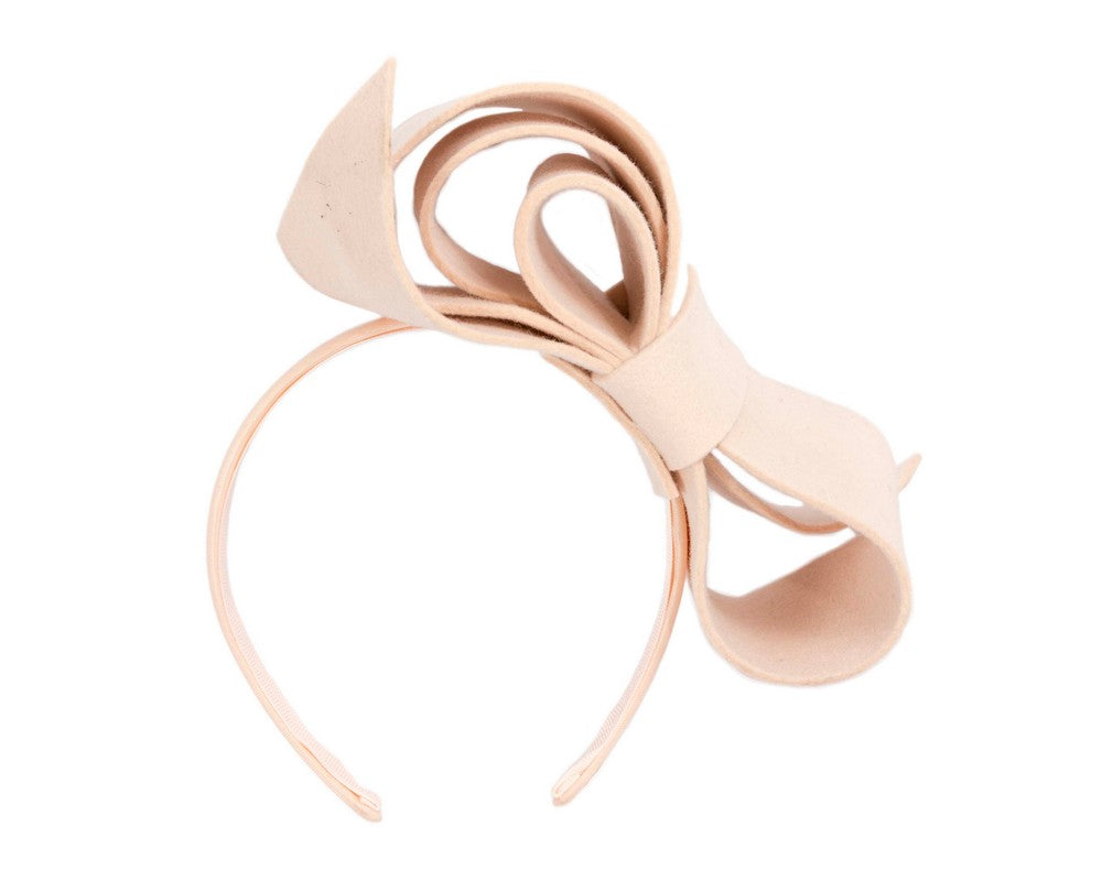 Nude felt bow fascinator by Max Alexander