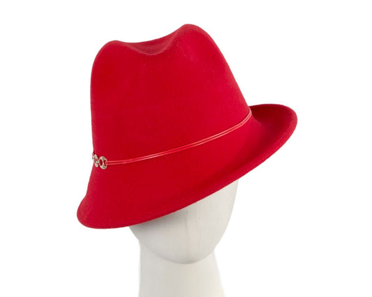 Red felt trilby hat by Max Alexander J436-0