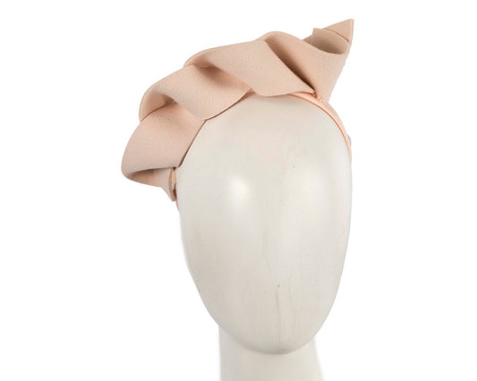 Twisted nude felt winter racing fascinator by Max Alexander-0
