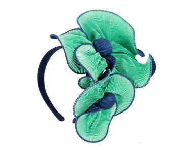 Green & blue racing fascinator by Max Alexander