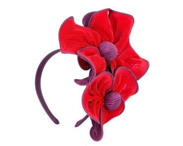 Red & purple racing fascinator by Max Alexander-1