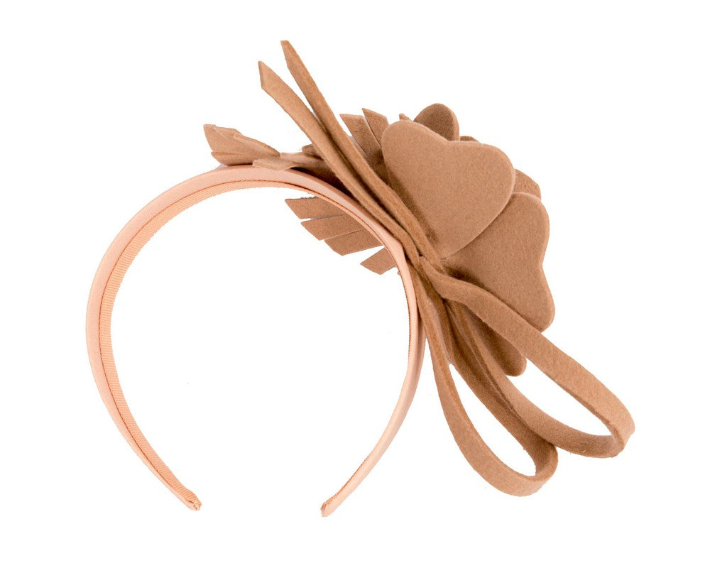 Beige felt flower winter fascinator by Max Alexander-3
