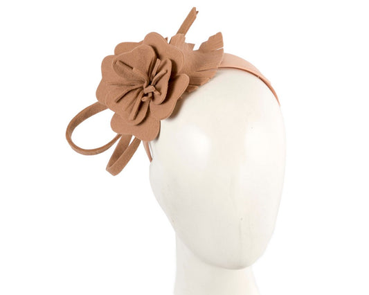 Beige felt flower winter fascinator by Max Alexander-0