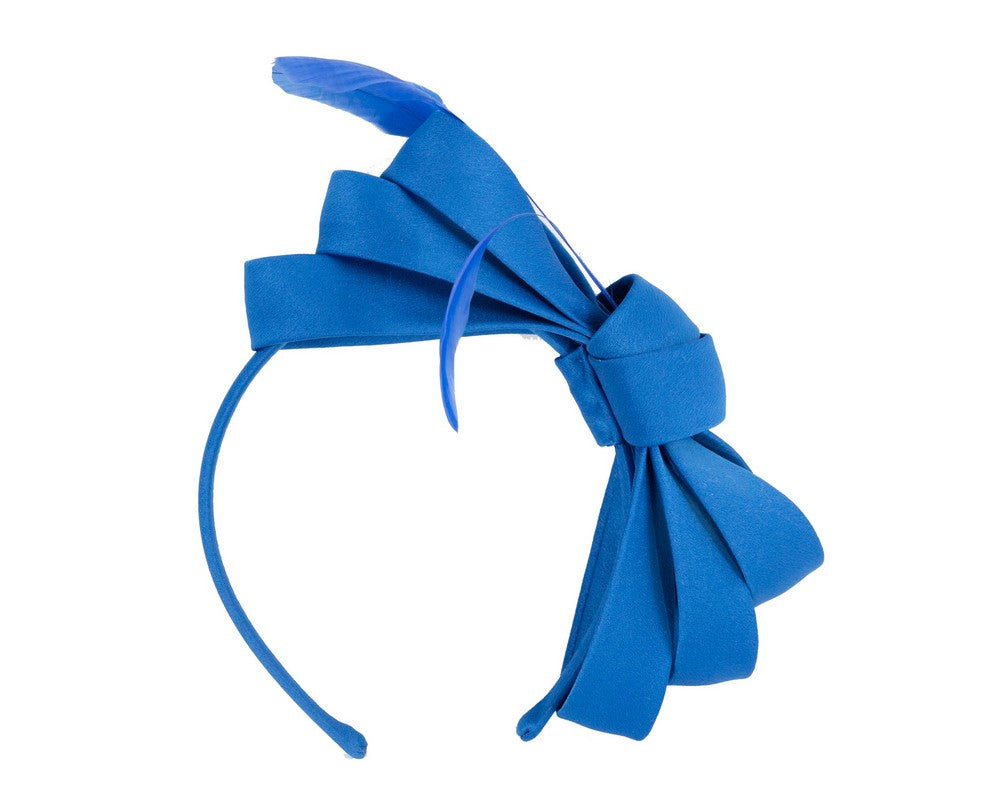 Royal blue bow racing fascinator by Max Alexander