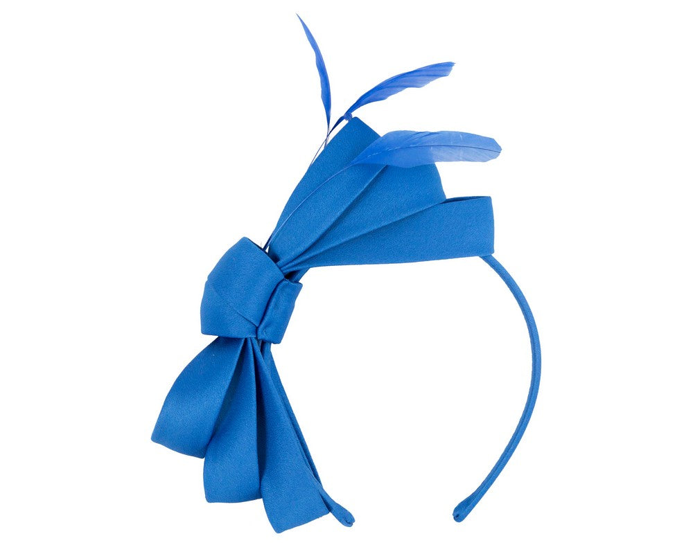 Royal blue bow racing fascinator by Max Alexander