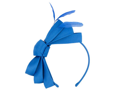 Royal blue bow racing fascinator by Max Alexander