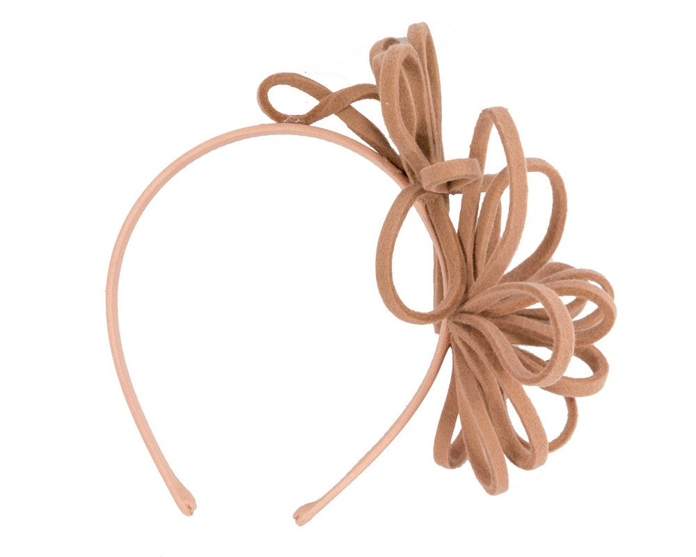 Beige felt winter fascinator by Max Alexander-3