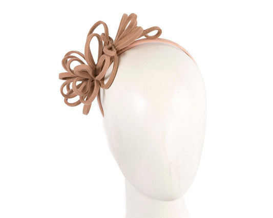 Beige felt winter fascinator by Max Alexander-0