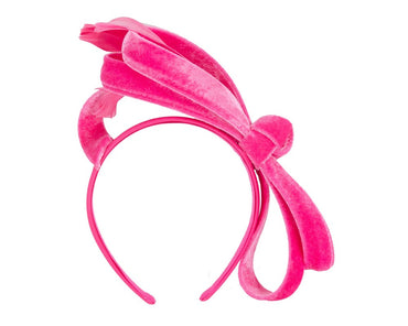 Hot pink velvet bow racing fascinator by Max Alexander-1