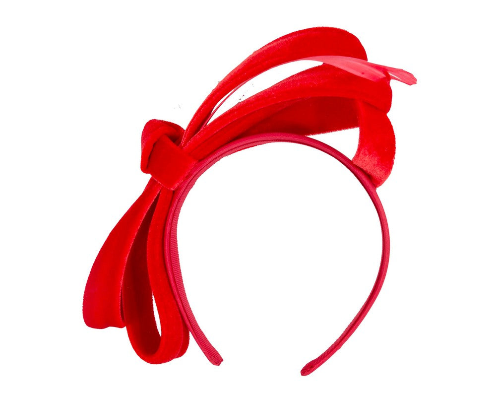 Red velvet bow racing fascinator by Max Alexander-3